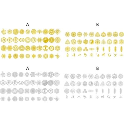 40Pcs Sacred Geometric Copper Orgonite Sticker Flower Life Tree DIY Energy Tower Pyramid Material Epoxy Resin Art Crafts