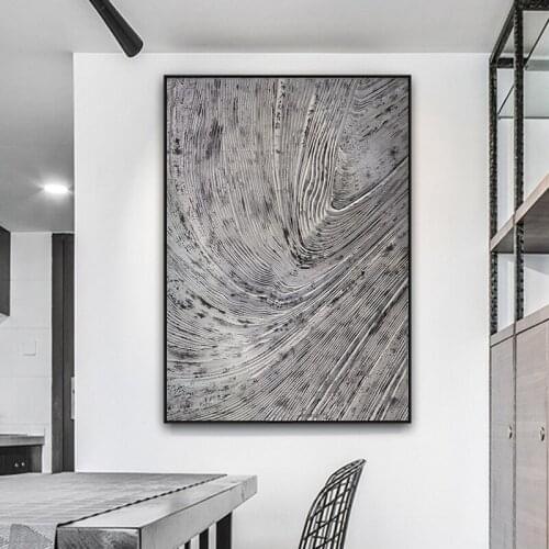 Abstract Geometric Modern Gray Grain Canvas Painting Posters And Prints Wall Art Pictures For Living Room Bedroom Fashion Décor