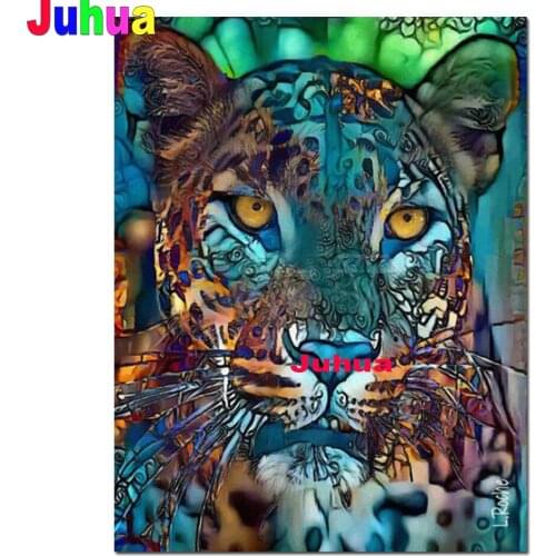 Wild tiger diy diamond painting leopard diamond embroidery animal pictures full Square round drill mosaic painting wall decor