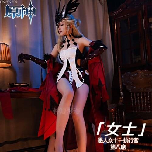 Anime! Genshin Impact NPC La Signora Game Suit Lovely Dress Uniform Cosplay Costume Halloween Party Outfit For Women 2021 NEW