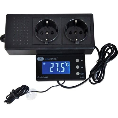 Digital Thermostat Temperature Controller with Waterproof Sensor Tc-320 Us Eu Plug Outlet Lcd 2 Stage Heating Cooling Model