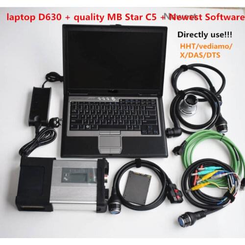 MB Star C5 Diagnosis SD Connect C4 C5 with Dell D630 Laptop 360G SSD 2020.12V DAS/ DTS/HHT for Mb Star C5 for MB Car Truck Diag