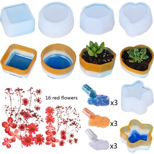 DIY Handmade Material Package Irregular Shape Fleshy Flowerpot Silica gel Mold Gradient Flash Powder Dried Flower Decoration