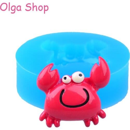 DYL361 20.7mm Cute Crab Silicone Mold - Sea Animal Fondant, Cake Decoration, Candy, Resin, Gum Paste, Chocolate, Jewelry Mold