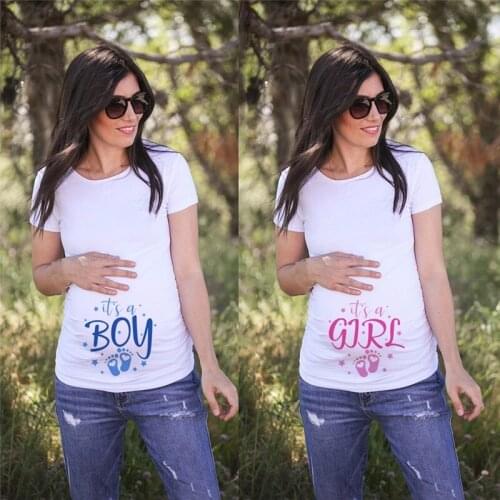Its A Boy/girl Women Pregnant Anouncement T-Shirts New Mom Materinity Summer Short Sleeve Tshirt Pregnancy Clothes Soft Wear