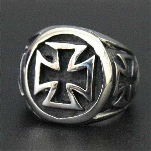 1 pc Men Boy Cool Jesus Cross Ring 316L Stainless Steel Hot Fashion Band Party Cross Ring