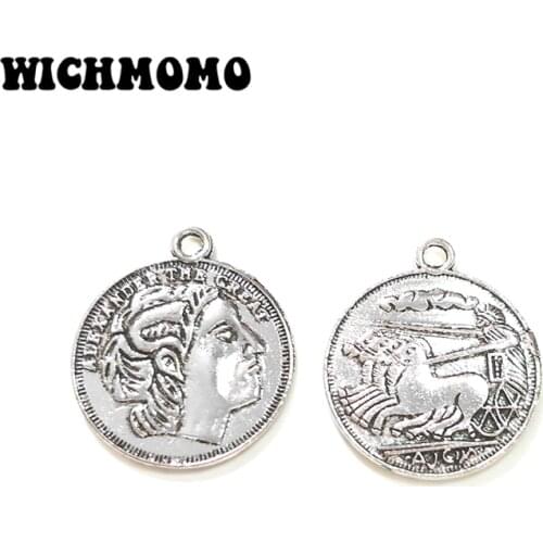 Fashion 10pcs 22MM Retro Zinc Alloy Round Coin Pendants DIY Necklace Jewelry Accessories