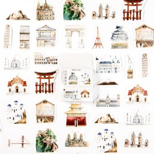 Mohamm World Architecture Boxed Sticker Kawaii Stickers Planner Scrapbooking Stationery Japanese Diary School Supplies Stickers