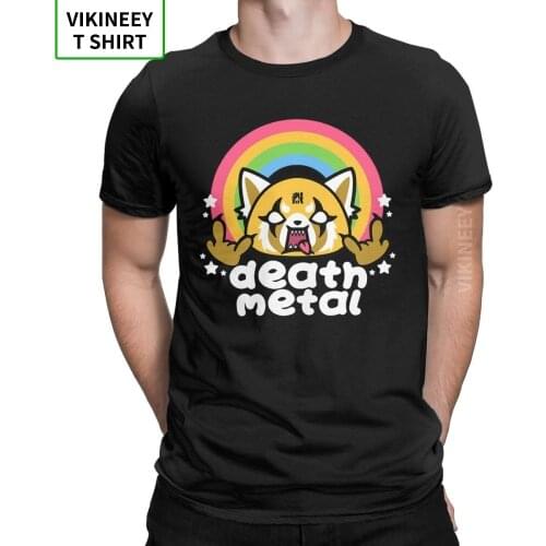 Men Death Metal Aggretsuko Aggressive Retsuko T-Shirt Creative Short Sleeve Tops Purified Cotton Tees Plus Size T Shirts