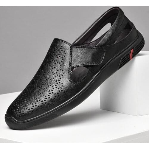 Mens Shoes Genuine Leather Trending Summer Casual Shoes Men Breathable Outdoor Luxury Sandals Man Non-Slip Beach Brand loafers