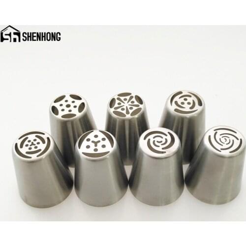 7PCS Stainless Steel Icing Russian Piping Tips Nozzles Cake Decorating Pastry Kitchen Accessories Tools