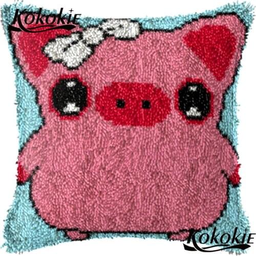 Handmade Unfinished Embroidery Pillowcase Cross stitch pillow kits latch hook rug making kits pig 3d mat sets cushion blanket