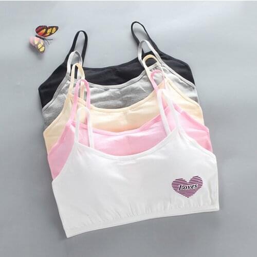 New Arrival Cute Cotton Girls Sport Bra Children Training Bras With Chest Pad Teens Tops For Kids Underwear Wireless 8-16 Years