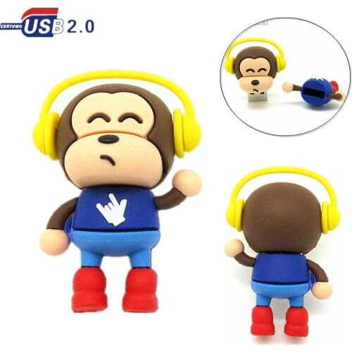 New design cartoon headset monkey USB Flash Drive 4GB 8GB 16GB 32GB cute Musical animal pen drive memory stick