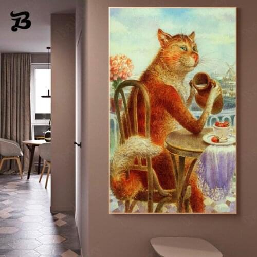 Canvas Printing for Living Room Funny Cat Playing Guitar Flower Golf Honey Modern Wall Art Pictures Canvas Prints Home Decor