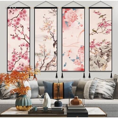 Retro Poster Chinese Style Plum Blossom Peach Blossom Canvas Painting Wall Decor Poster Wall Art Picture Room Home Decor