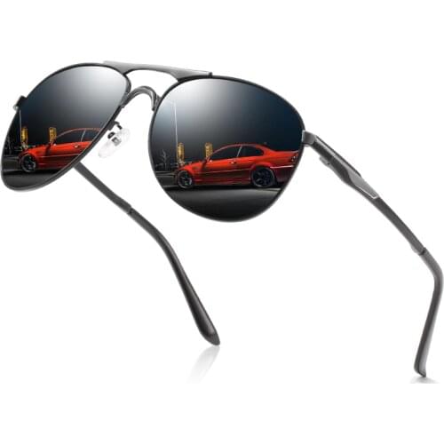 Retro Classic Pilot Sunglasses for Men Women UV 400 HD Polarized Sunglasses Driving Aviation Eyewear Alloy Frame Black Shades