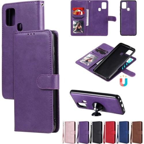 Detachable 2 in 1 PU Leather Phone Case For Samsung Galaxy A21s Card Slot Pocket Kickstand Wallet Flip Cover