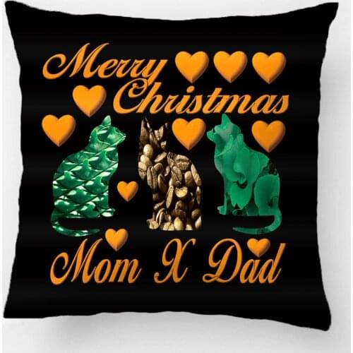 Marry Christmas With Trio Cat Throw Pillow Wedding Decorative Cushion Cover Pillow Case Customize Gift For Sofa Seat Pillowcase