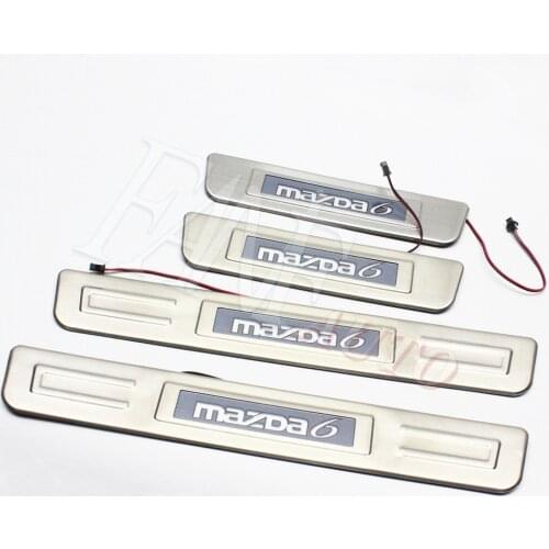 Stainless Steel Led Door Sill Scuff Plate Guard Sills Protector Trim For Mazda 6 Mazda6 Atenza 2014-2020 A Style