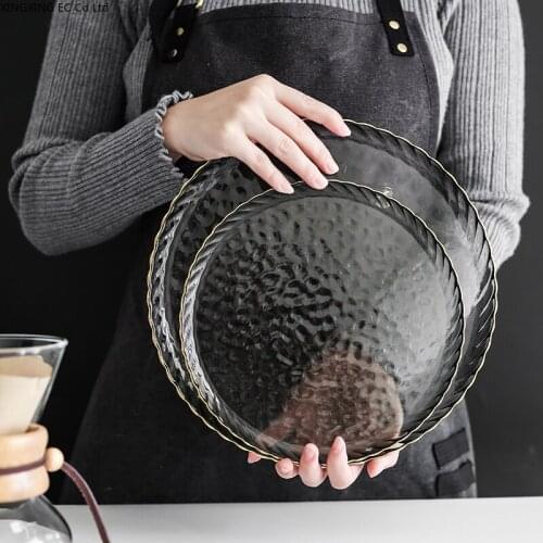 Fruit Plate Crystal Glass Plate European-style Living Room Coffee Table Household Storage Tray Nordic Tray Creative Fruit Plate