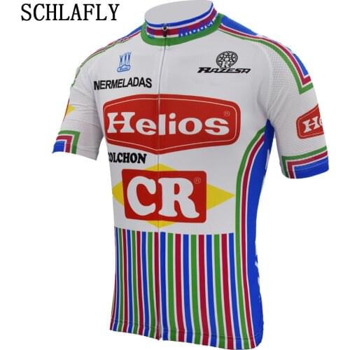 Retro cycling jerseys summer short sleeve bike wear white blue jersey road jersey cycling clothing schlafly cycling top