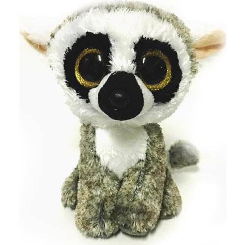 Ty Beanie Boos 6" 15 cm Big-eyed Lemur Monkey Series Healing Plush Toy Stuffed Animal Doll Xmas Birthday Gift for Boys and Girls
