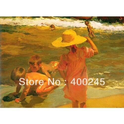 High quality Modern art oil painting landscapes Hand painted Children on the Sea shore by Joaquin Sorolla y Bastida Paintings