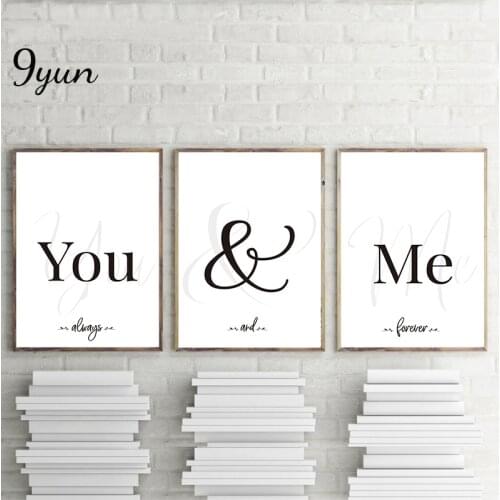 You And Me Always And Forever Quotes Wall Art Poster Print Canvas Painting Minimalist Interior Living Room Decoration