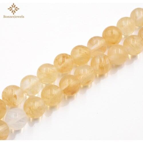 Yellow Natural Stone Cherry Quartz 4/6/8/10/12MM Spacer Loose beads for Jewelry making DIY bracelets Findings