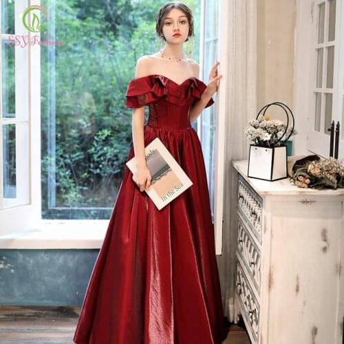 SSYFashion New Palace Vintage Wine Red Evening Dress Princess Corset Satin A-line Long Prom Formal Gown Custom Vestidos De Noche