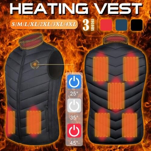 Men Autumn winter Smart 8 heating Cotton Vest USB Infrared Electric Heating Vest Women Outdoor Flexible Thermal Top Warm Jacket