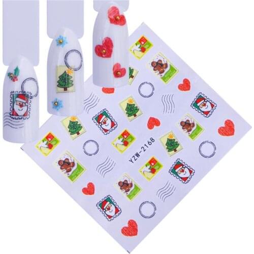 FWC 1 Sheet Christmas Tree /Love / bell/Deer Water Transfer Nail Art Sticker Decal Slider Manicure Wraps Tool Tips