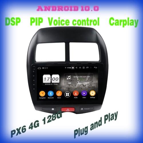 10.1" PX6 Voice control Android 10.0 Car GPS Radio Player for Mitsubishi ASX Peugeot 4008 C4 with wifi usb 4+64GB Auto Stereo