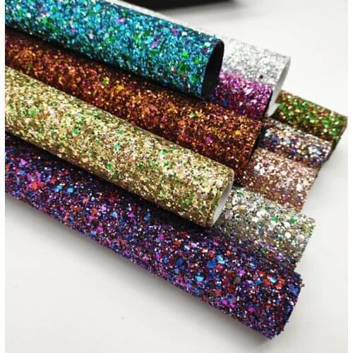 19x30cm sheet solid color Shiny Chunky Glitter Fabric Leather For Earring Bows 1238