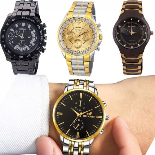 2019 Fashion Mens Watch Hot Selling Quartz Watches Wholesale of Tungsten-like Steel Mens Business Alloy Steel Strip