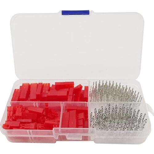 300Pcs/Box JST SYP 2 Pin 2.54 mm Pitch Male Plug and Female Socket Red Plastic Housing Crimp Terminal Wire Connector Adapter Kit