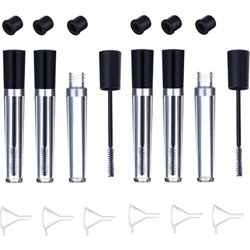 6pc 7.5ml Empty Mascara Tube Eyeliner Vial Bottle Funnel Wand