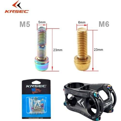 6pcs Bike Stem Bolts M6/M5 Titanium Color Stem Fixing Bolt Stainless Steel Ultralight Handlebar stem Screws Cycling Parts