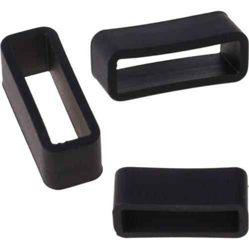 87HA Universal 18mm Belt Loop Silicone Buckle Fastener Ring Connector Replacement Black for garmin Vivosmart