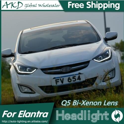 AKD Car Styling for Hyundai Elantra Headlights New Elantra MD LED Headlight DRL Q5 Bi Xenon Lens High Low Beam Parking Fog Lamp