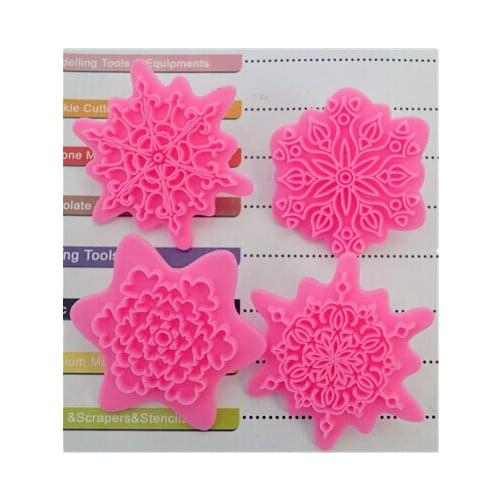 Free Shipping 4Pcs/set Petals Paragraph Fondant Stamper Decorative Folk Art Printing Baking Mold Plastic Utensils A511