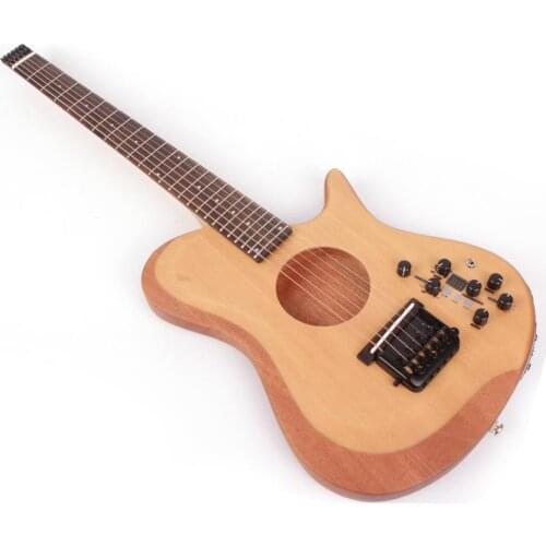 Headless electric acoustic silent left right hand guitar travel mini portable built in effect free shipping