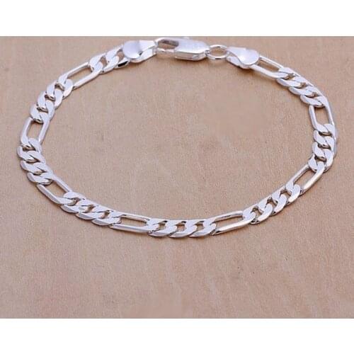 Hot sale silver exquisite 6mm chain bracelet fashion charm women lady nice cute gift silver jewelry birthday gift H219