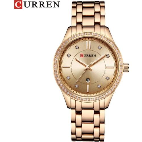 CURREN Brand Fashion Luxury Rhinestone Watches Ladies Quartz wristwatch Casual wristwatch elegant Female Clock Relogio Feminino