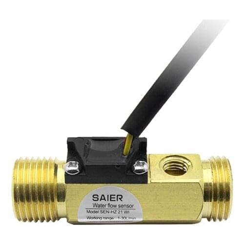 G1/2" Copper 66mm Flow Sensor with temperature probe Water Pump Flow Switch Easy To Connect Range 1-30L/min SEN-HZ21WI