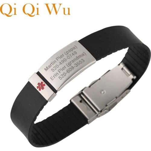 Personalize Engraved Medical Sign Wristband for Kids Child Anti Lost SOS ID Safety Bracelet Children Silicone Armband Wrist band