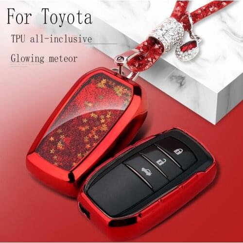 For Toyota Prius Camry C-HR CHR RAV4 Corolla Prado 2018 New Soft TPU Quicksand Car Key Case Accessories Keychain Case