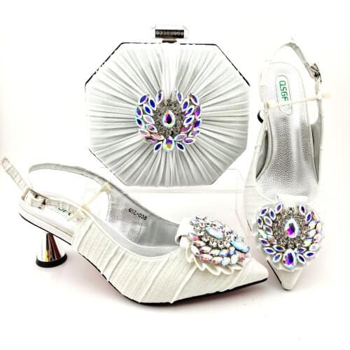 Doershow Italian Shoes and Bags To Match Shoes with Bag Set Decorated with Rhinestone Nigerian Women Wedding Shoes set! HGO1-24