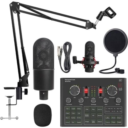 K20 Condenser Microphone Kit with V9X PRO Live Sound Card, for Noise Reduction Karaoke Studio Recording & Broadcast